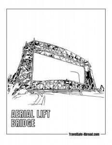 Aerial Lift Bridge: A historic bridge in Duluth that lifts to allow large boats to pass through the Duluth-Superior harbor.