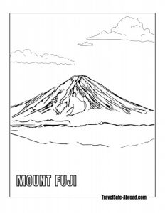 Mount Fuji: An active volcano that is the highest mountain in Japan, and a symbol of the country.