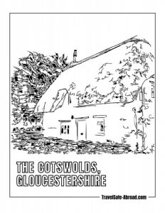 The Cotswolds, Gloucestershire: A picturesque region of charming villages, rolling hills, and thatched-roof cottages, showcasing quintessential English countryside.