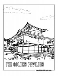 The Golden Pavilion: A Zen temple covered in gold leaf, located in Kyoto.