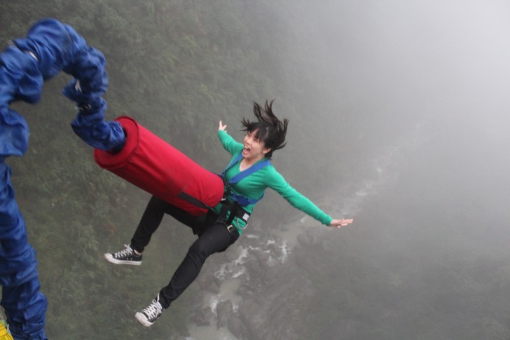 Female bungee jumper