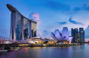 Singapore night city skyline