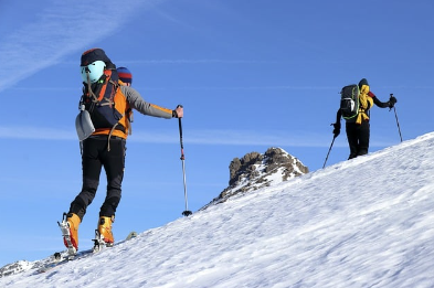 Going up a snowy hill