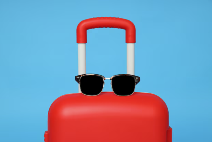 sunglasses on suitcase